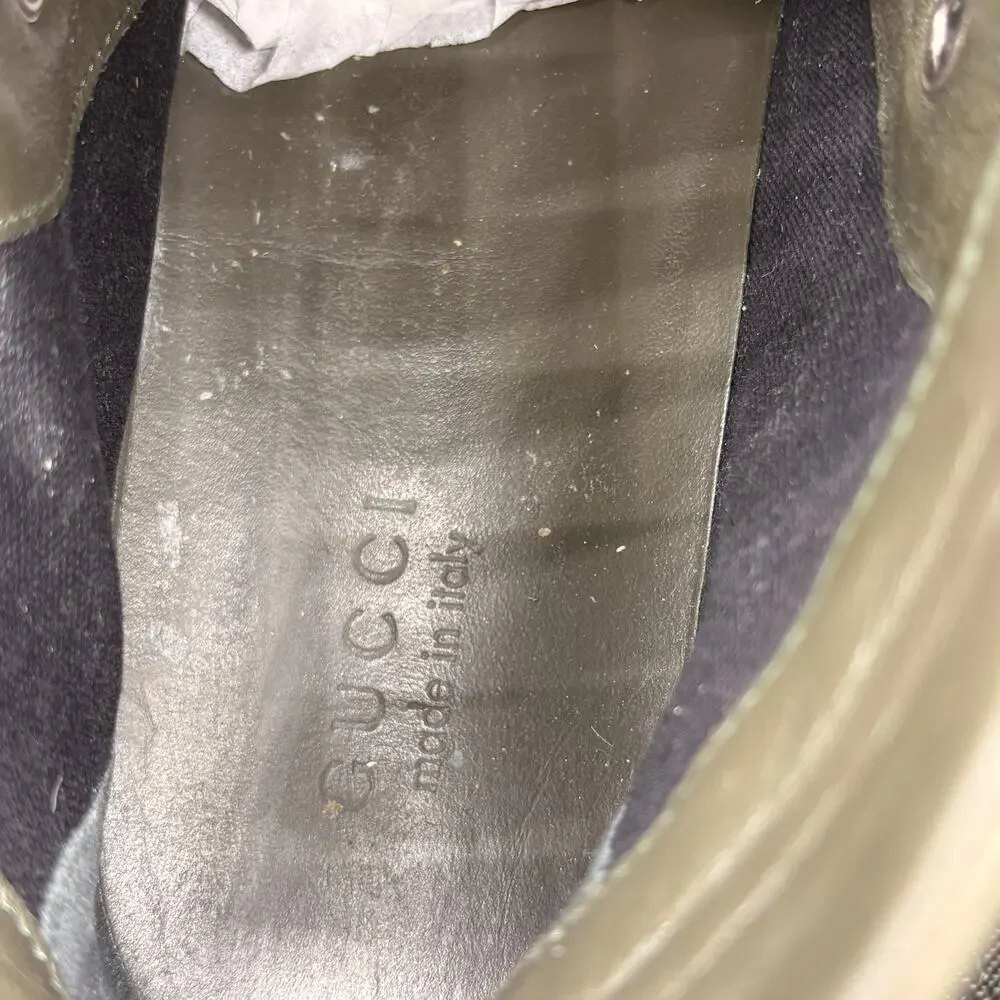 GUCCI Coda Imprime High Top Sneakers Gloss Military Green Sz 10G/10.5 US $1245